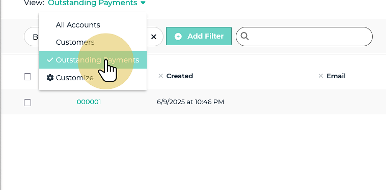 Choose "Outstanding Accounts"