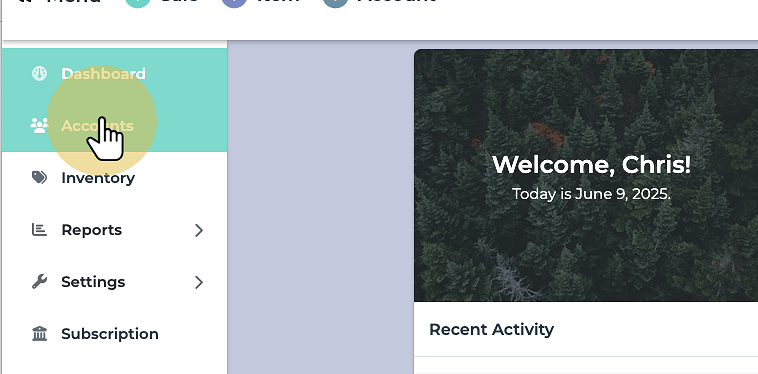 Click "Accounts"