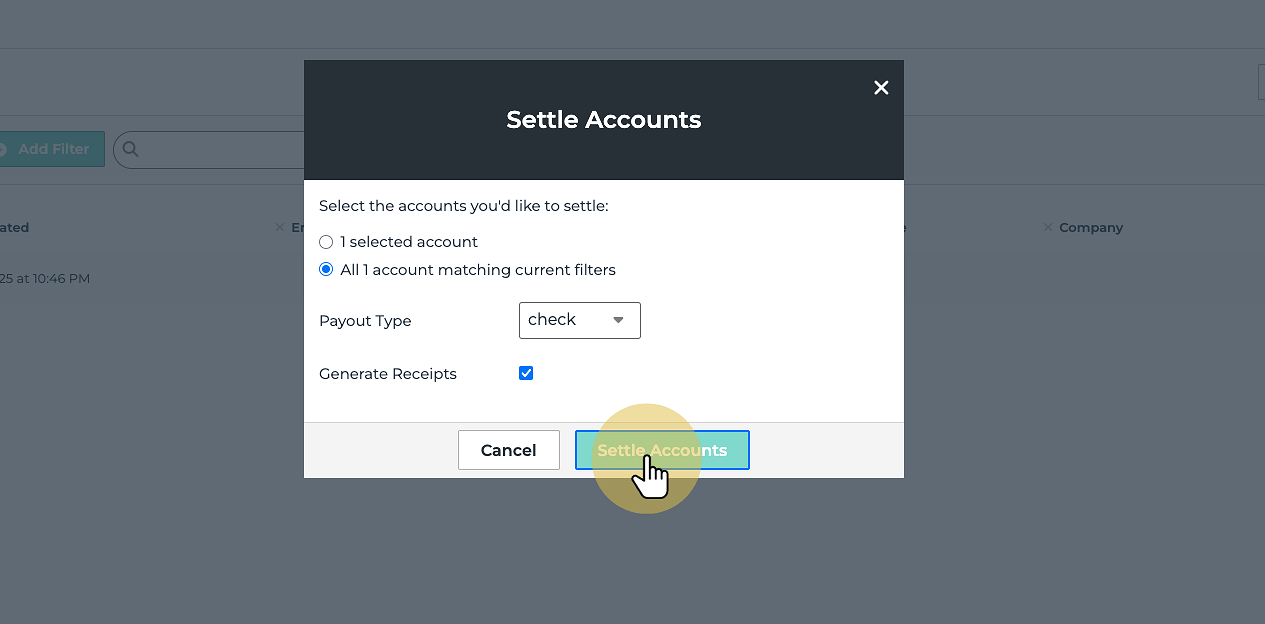 Make Sure Generate Receipts is checked